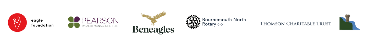 Logos of several organizations: red sphere, green square, leaf-like symbol, circle, building.