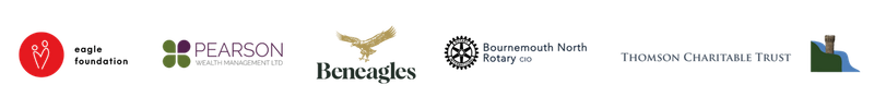 Logos of several organizations: red sphere, green square, leaf-like symbol, circle, building.