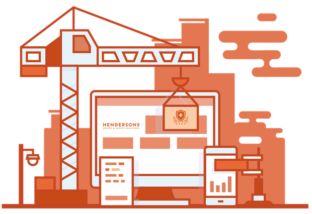 An illustration of a computer being built with a crane.