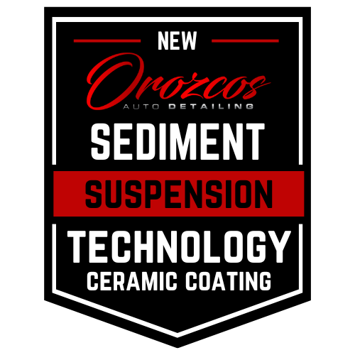 The logo for orozcos auto detailing shows a new sediment suspension technology ceramic coating.