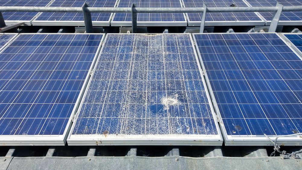 Damaged Solar Panel Amid Others, on a Rooftop — OzEnergi in Burpengary, QLD