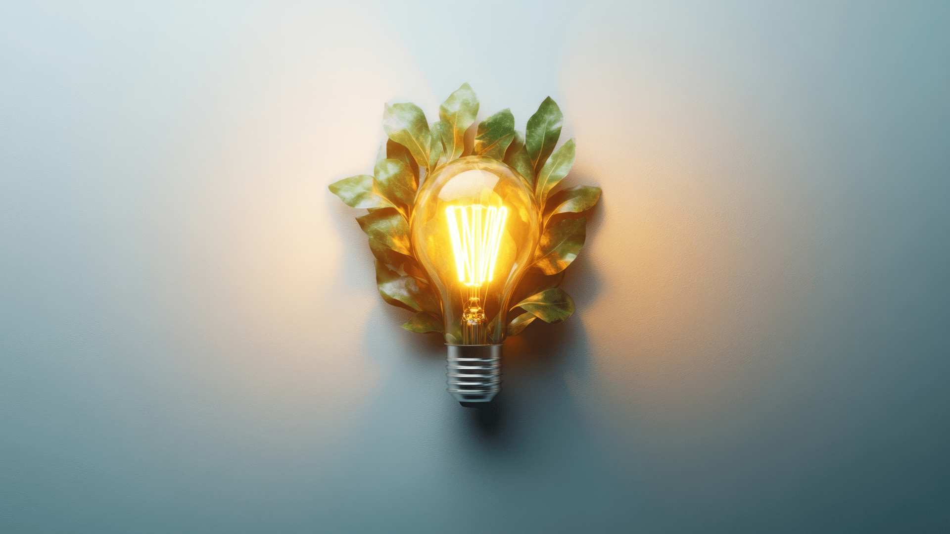 Glowing lightbulb with foliage, symbolizing renewable energy or a new idea — OzEnergi in Caloundra West, QLD