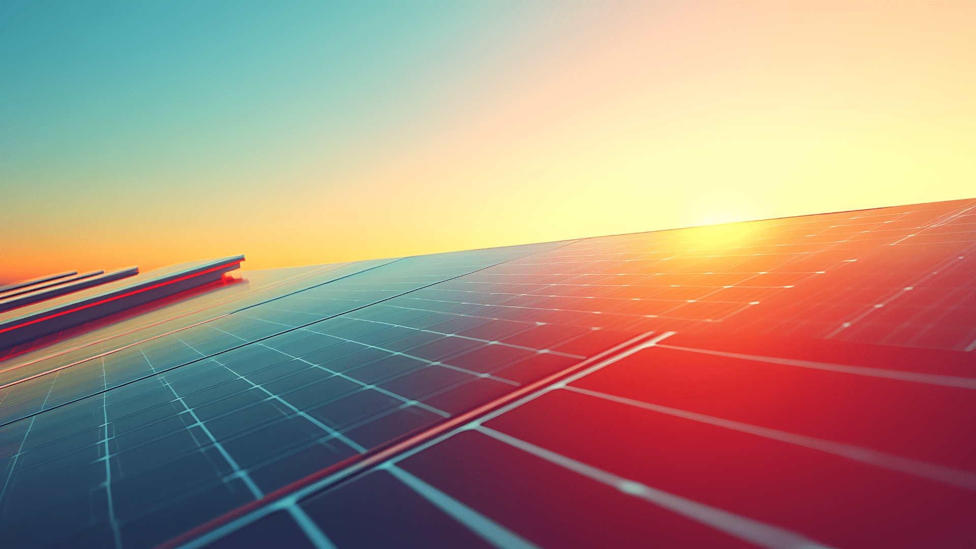 Solar panels absorbing sunlight against an orange-blue sky — OzEnergi in Caloundra West, QLD