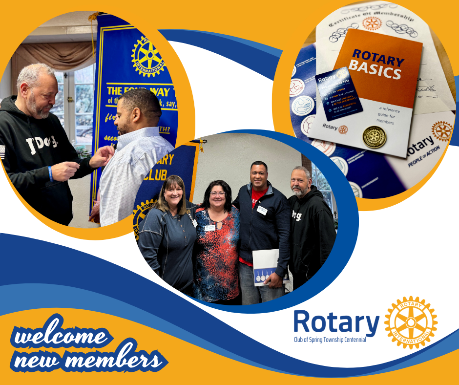 A group of people are standing in front of a sign that says welcome new members