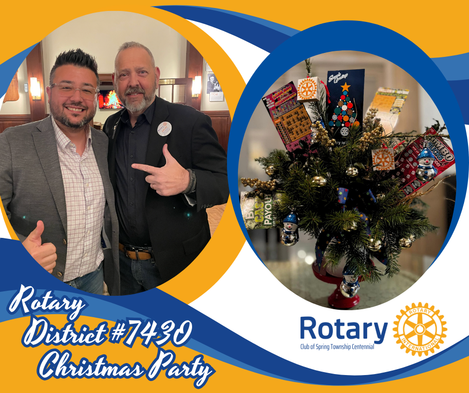 A poster for the rotary district # 7430 christmas party
