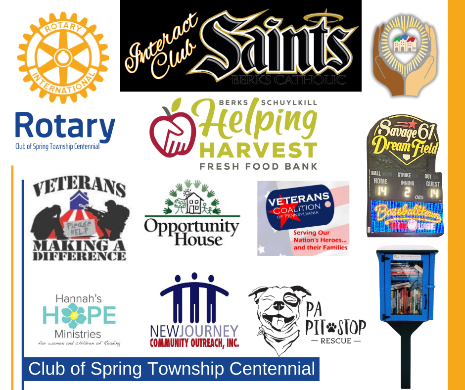 A collage of logos for various organizations including the club of spring township centennial