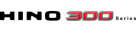 Logotipo da série HINO 300 em texto preto e vermelho