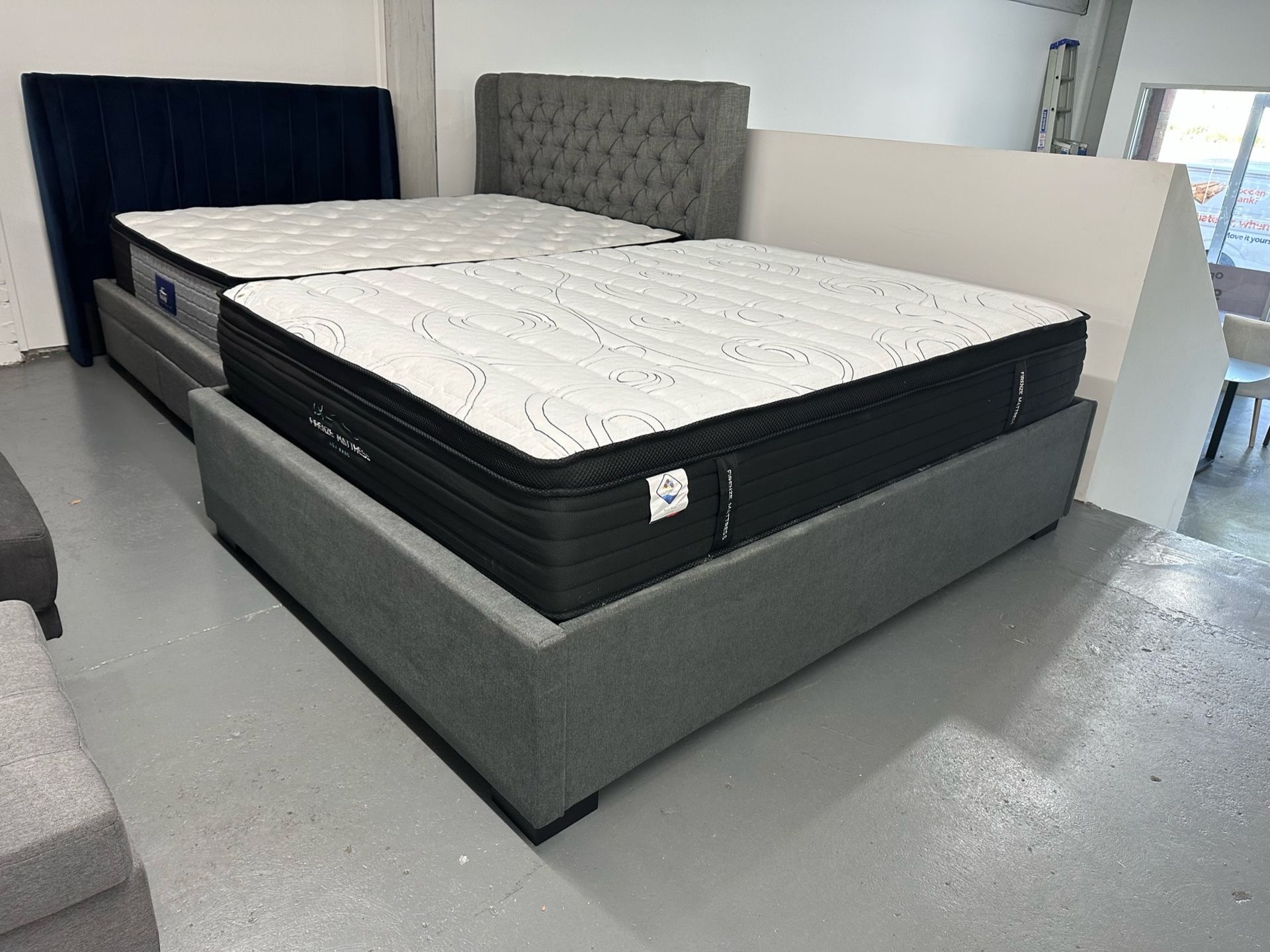 Cozy bed with plush pillows and soft blankets