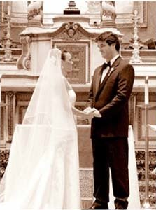 Vintage type image of the bride and groom