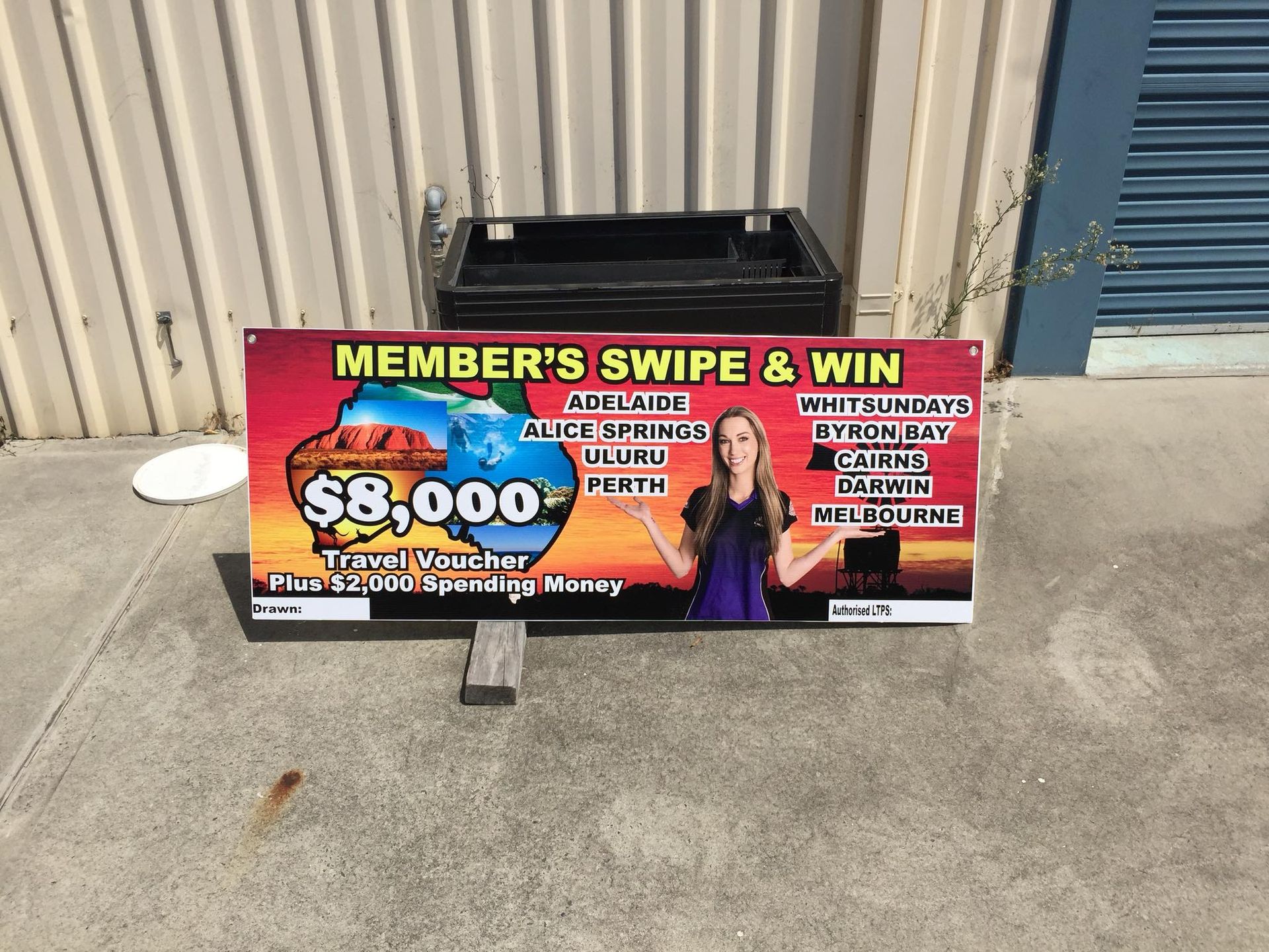 A sign that says member 's swipe & win on it - Plastiglass Mid North Coast, NSW