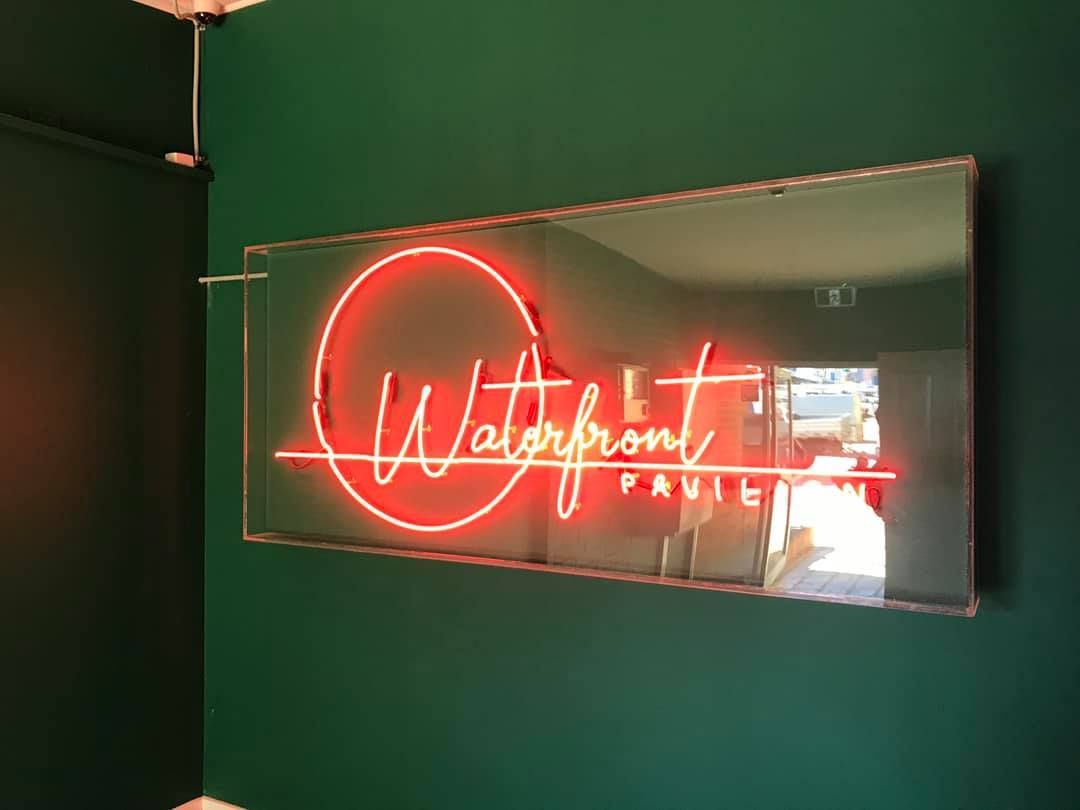 A neon sign that says ' waterfront pacific ' on it - Plastiglass Mid North Coast, NSW