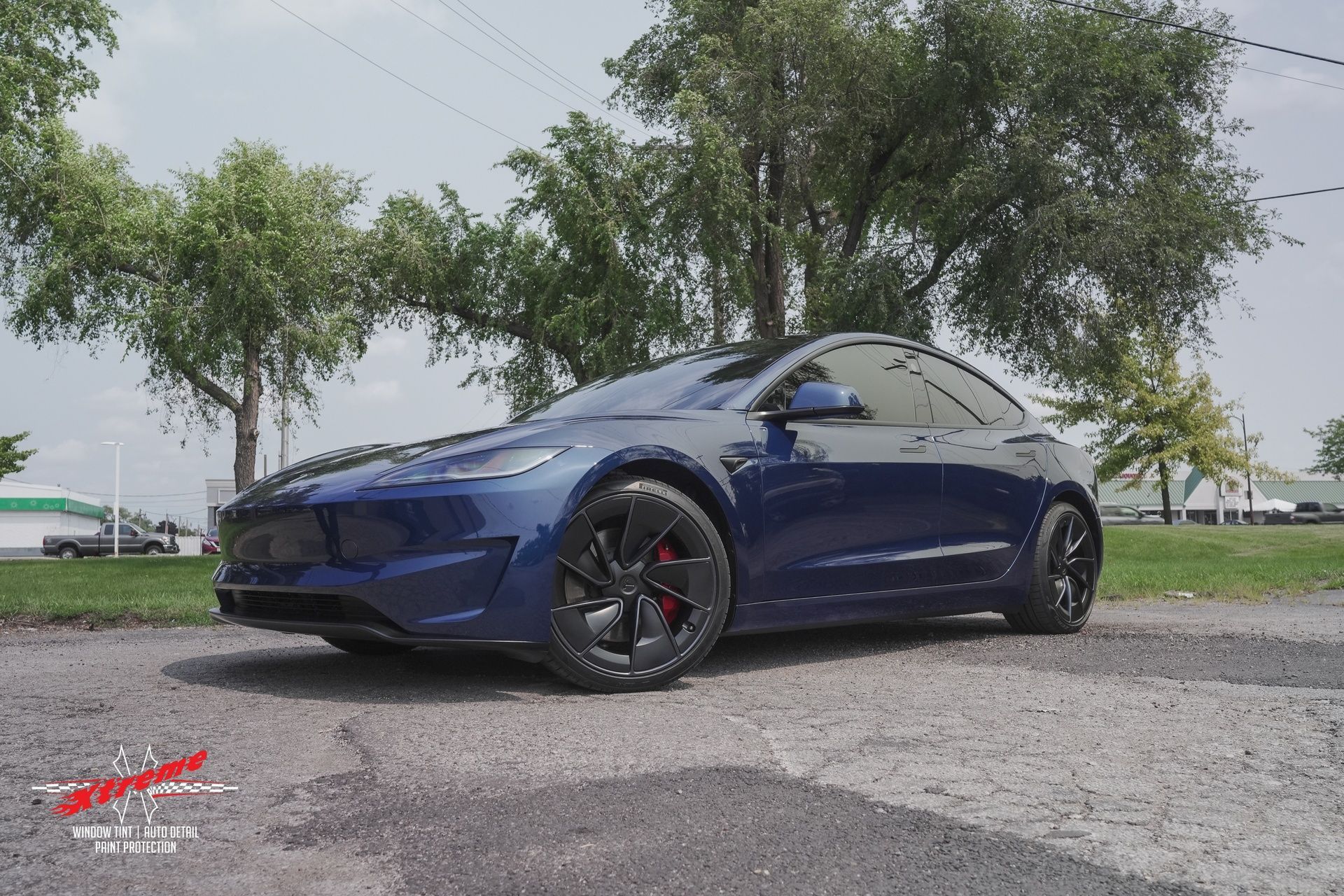 blue car with paint protection film