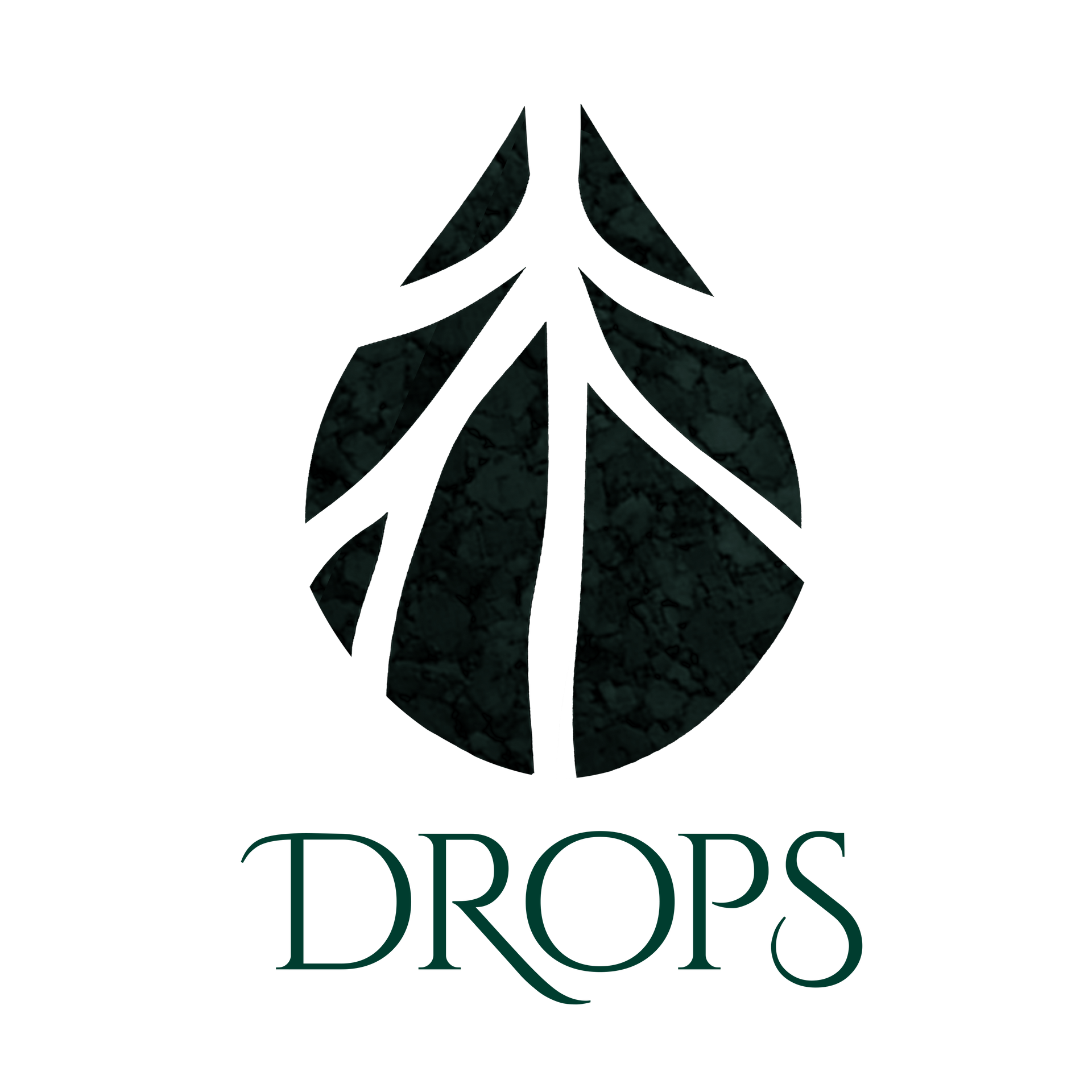 Un logotipo de la marca Drops con forms de gotas con un árbol en el centro.