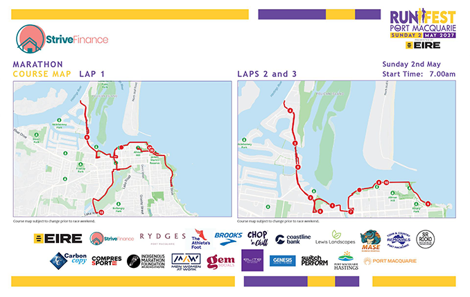 Marathon Course Maps for Port Macquarie Runfest — Run Fest in Port Macquarie, NSW