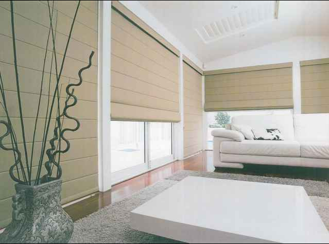 Bright Modern Living Room With Beige Blinds — NT Blinds in Yarrawonga, NT