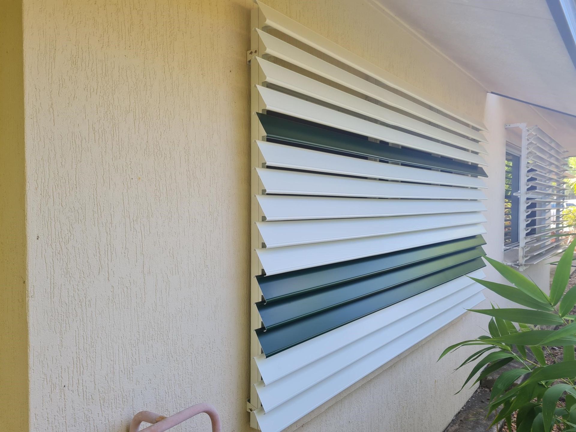 Window With Black Frame and Horizontal Metal Slats — NT Blinds in Yarrawonga, NT