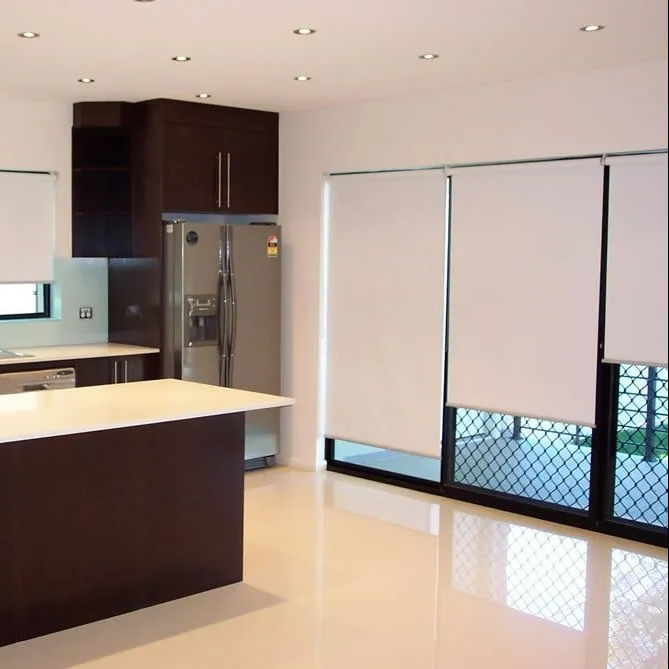 Modern Kitchen With Dark Cabinets — NT Blinds in Yarrawonga, NT