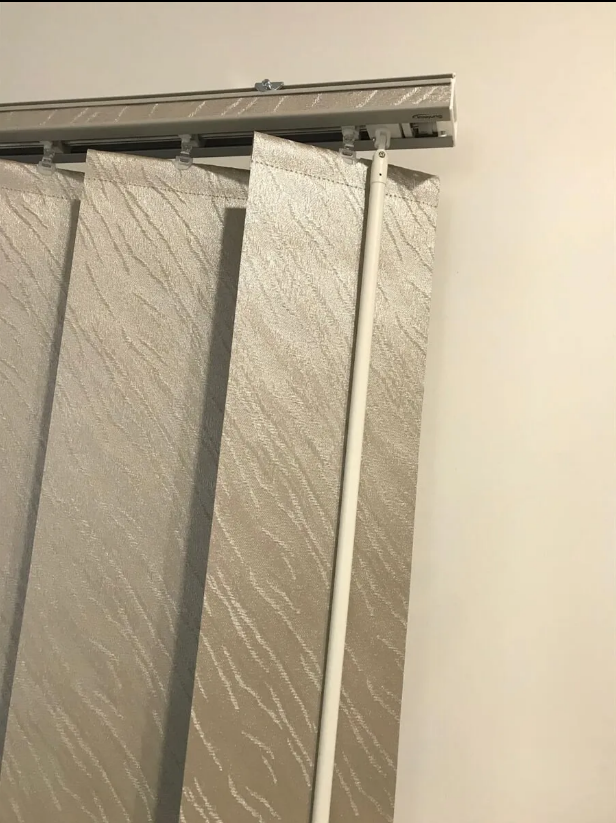 Close-up of Silver Vertical Blinds With Textured Panels — NT Blinds in Yarrawonga, NT