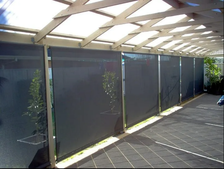 Patio With Dark Privacy Screens Along — NT Blinds in Yarrawonga, NT