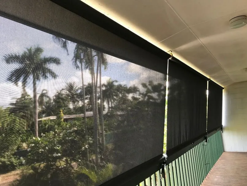 Covered Balcony With Black Sun Shades — NT Blinds in Yarrawonga, NT