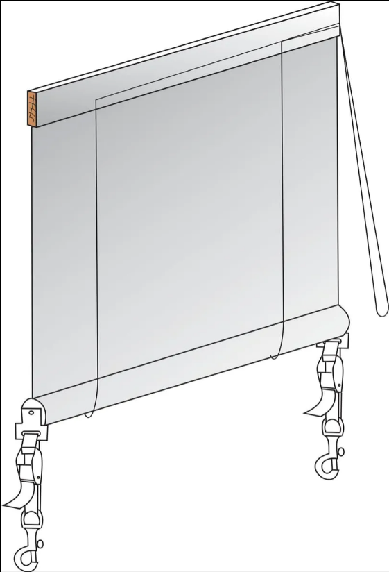 Window Blind With Bottom Rail and Hanging Cords in a White Frame — NT Blinds in Yarrawonga, NT