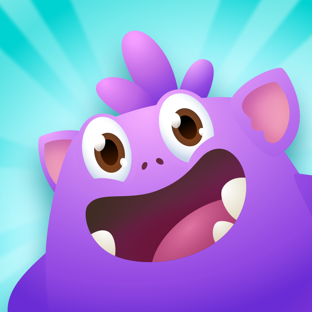 A purple monster with a big smile on its face.