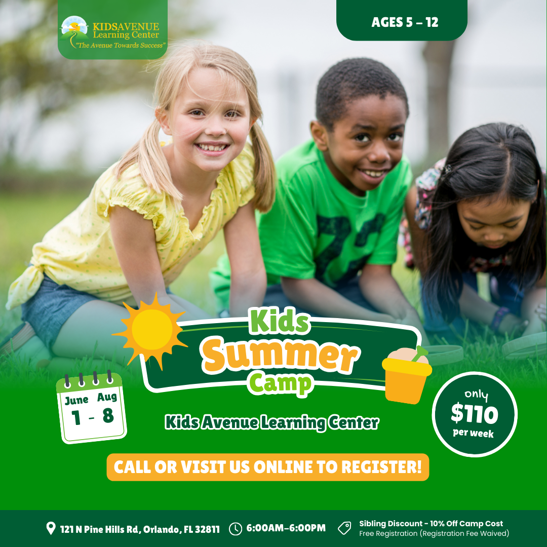 An advertisement for a kids summer camp in june