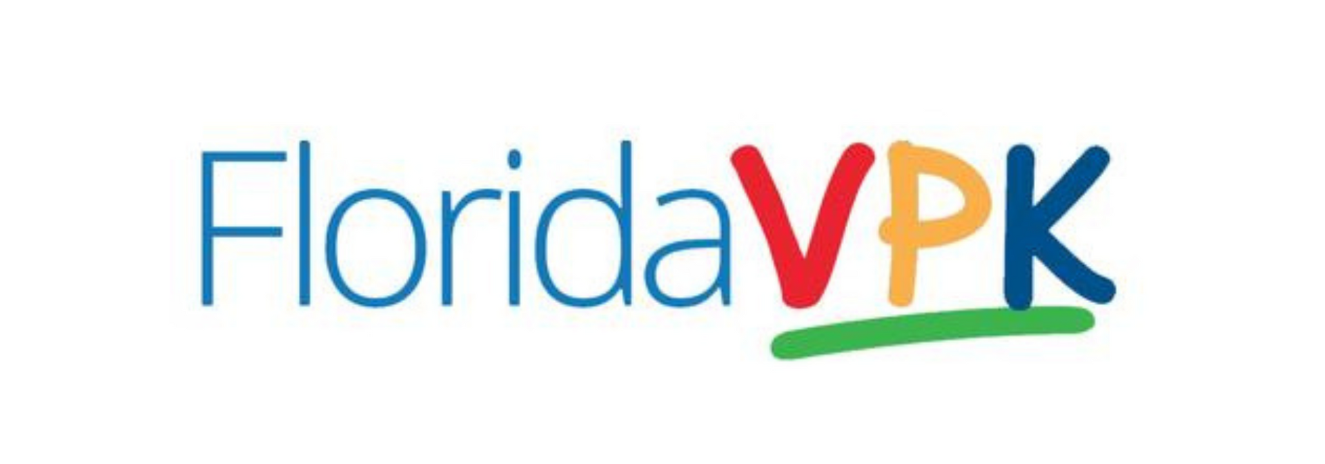 A colorful logo for florida vpk on a white background
