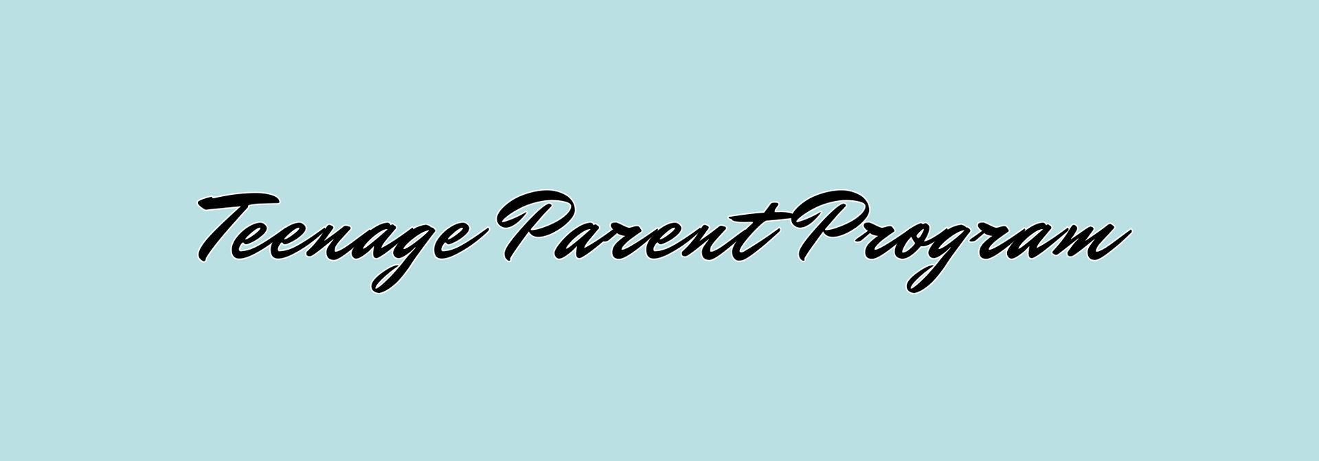 A blue background with the words `` teenage parent program '' written on it.