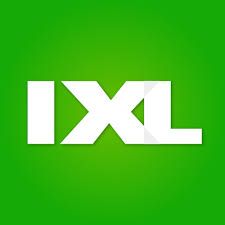 The ixl logo is white on a green background.