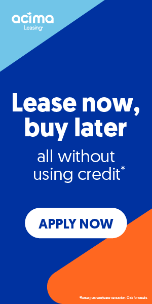 An Acima Leasing advertisement featuring text: