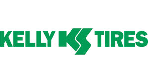 Kelly Tires logo with green text and a green 