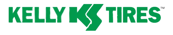 Kelly Tires logo with green text and a stylized 