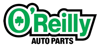 O'Reilly Auto Parts logo with green text and a shamrock in a green circle.
