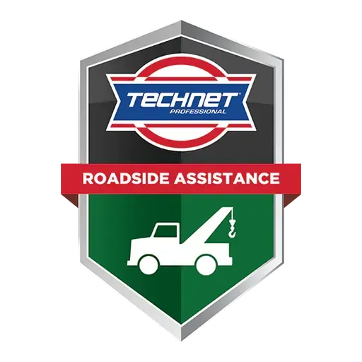 Technet Professional roadside assistance badge with towing truck icon.