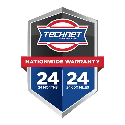 Technet Professional logo with a 24-month/24,000-mile nationwide warranty displayed in a shield shape.