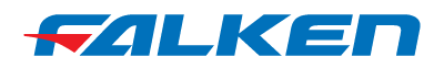 FALKEN tire brand logo in blue text with a red arrow.