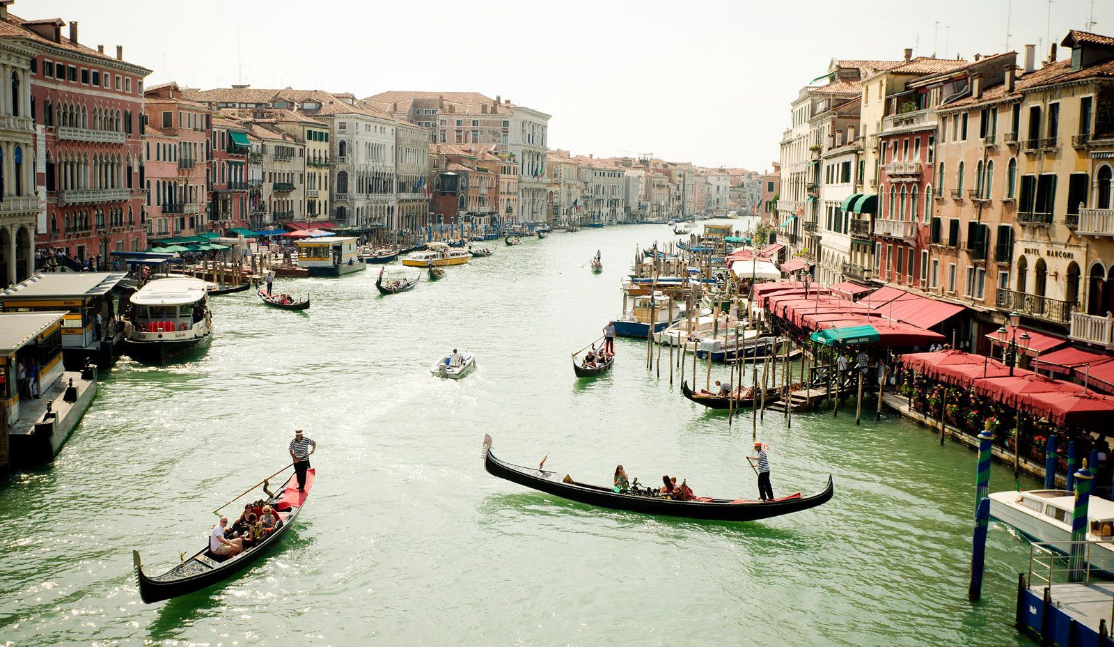Venice Grand Canal as seen from the Rialto Bridge.
