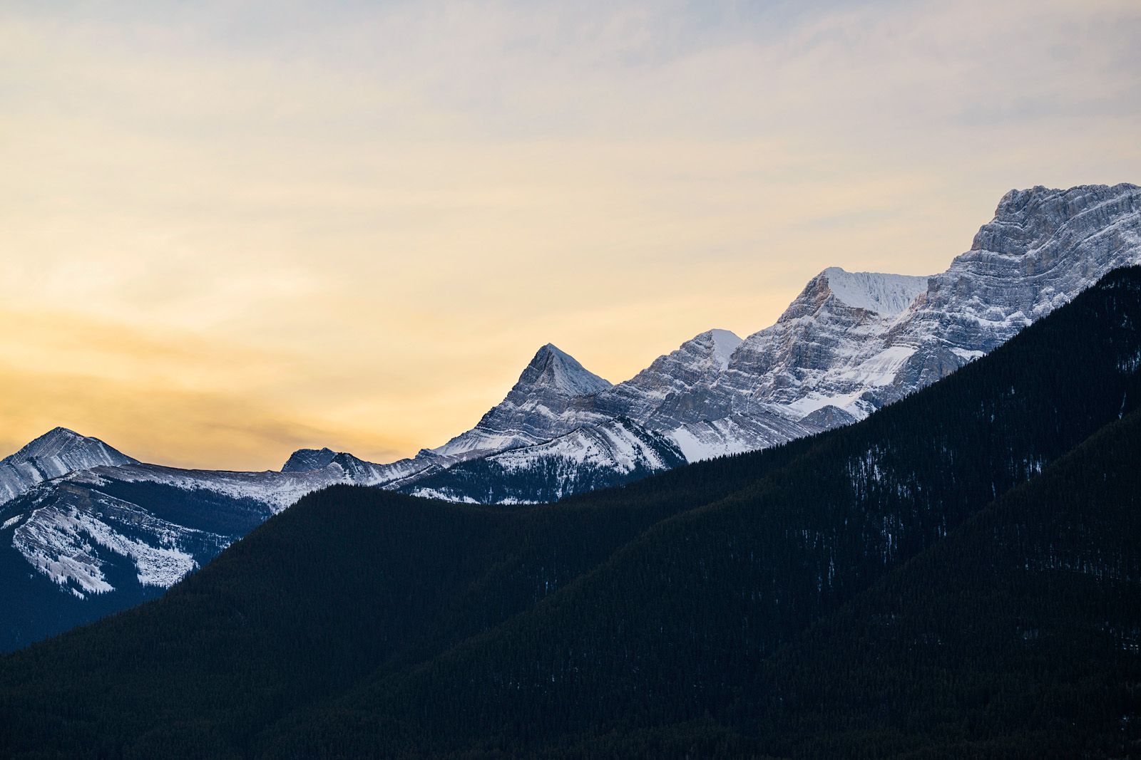 An abstraction view of Three Sisters in Canmore, Alberta, Canada.