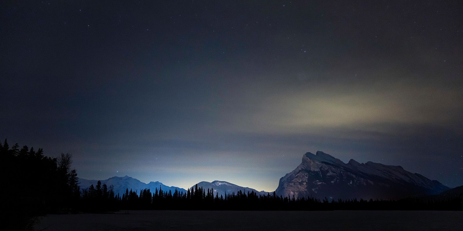 Mount Rundle at Night in Banff, Alberta, Canada.