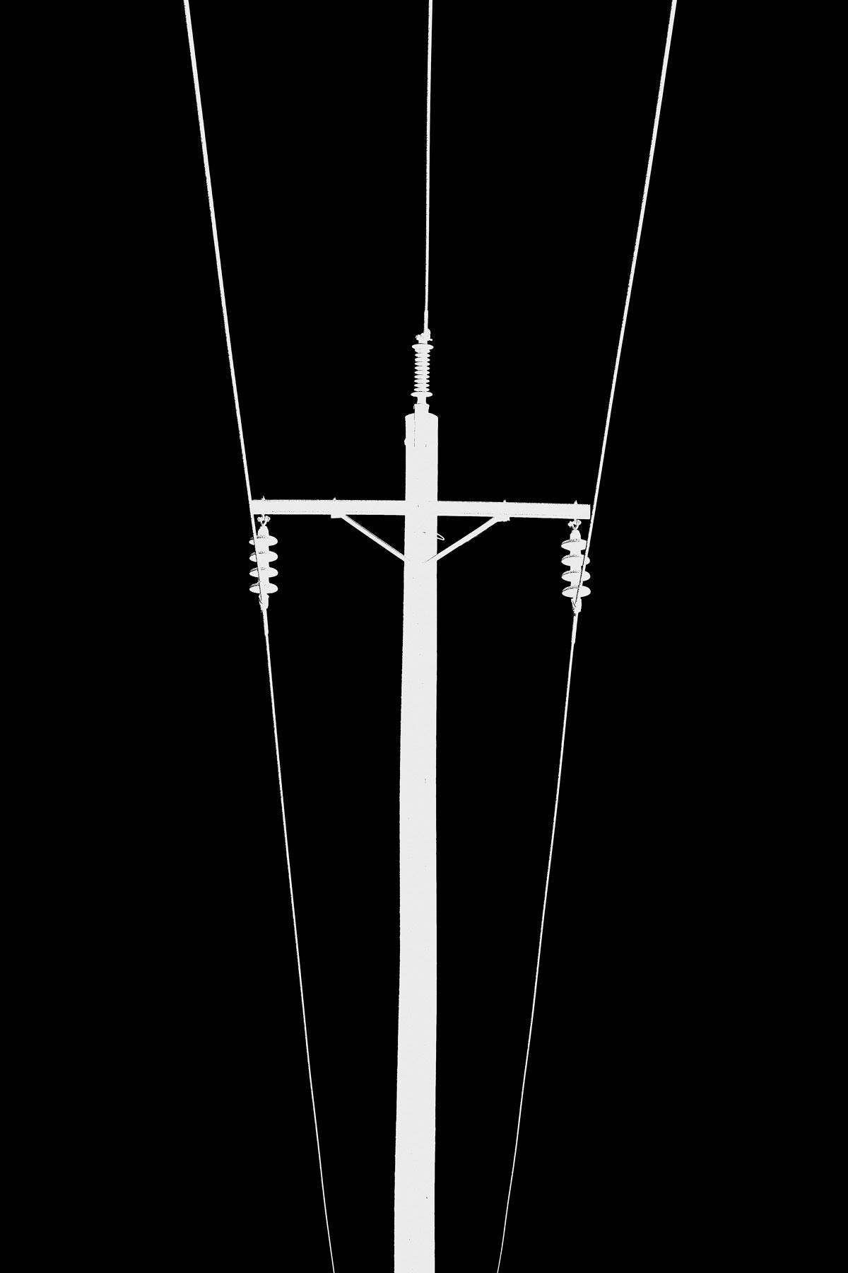 Scratchboard style abstraction of a transmission tower