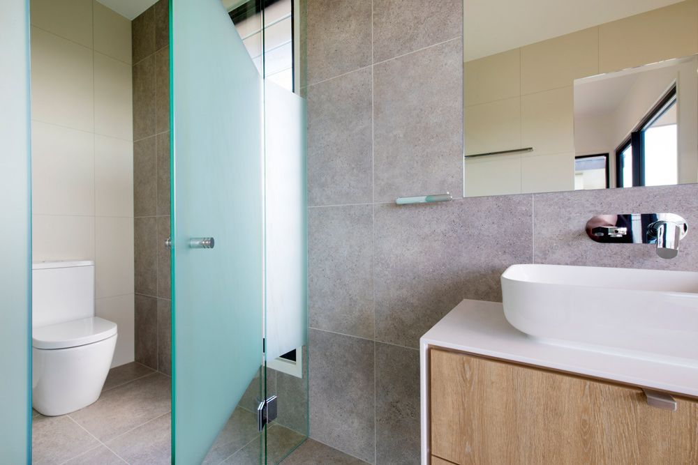 Modern Frameless Shower Screen with Privacy Screen