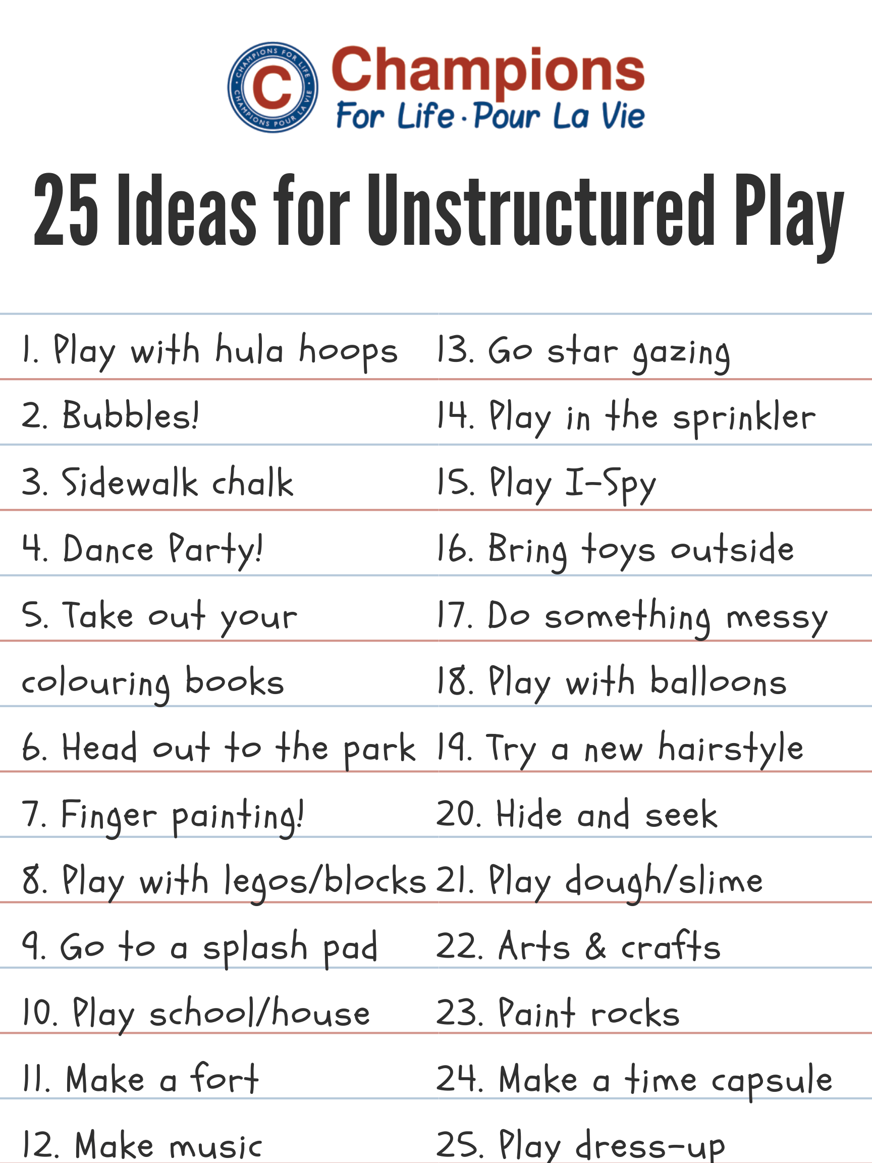 25 Ideas for unstructured play