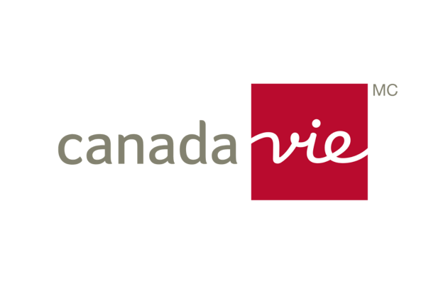 Un logo pour le CanadaVie avec un carré rouge au milieu
