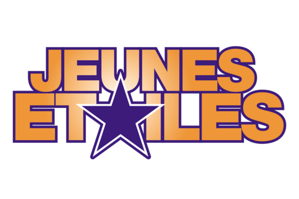 A logo for jeunes et les with a purple star