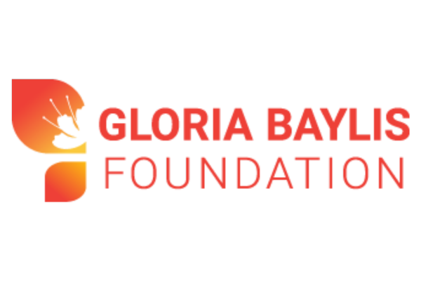 The logo for the Gloria Baylis Foundation is red and orange