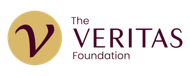 A logo for the veritas foundation with a v in a circle