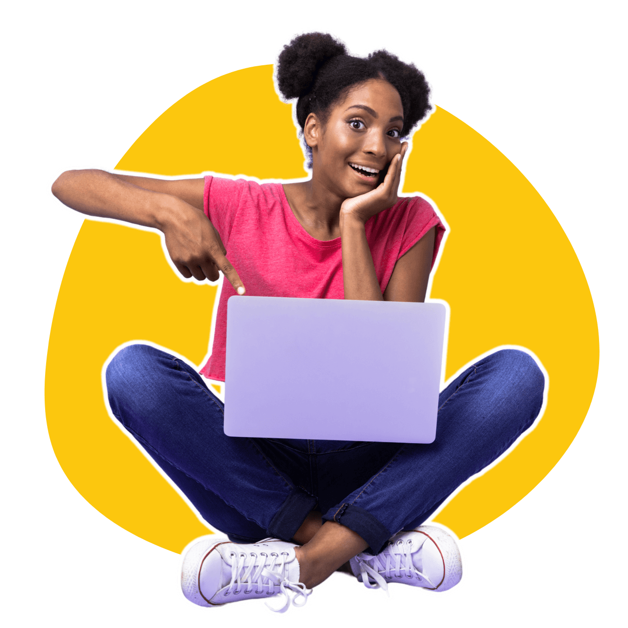A woman is sitting on the floor using a laptop computer.