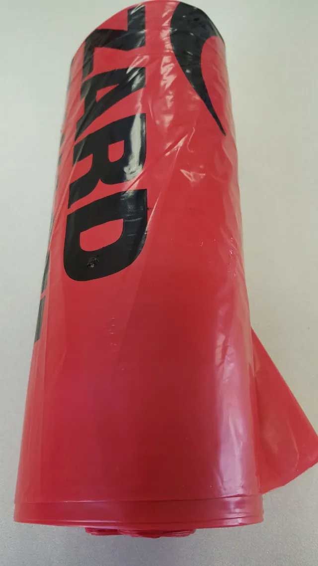 30x37 Hex Red Biohazard Roll - 1.1mil, 100/case