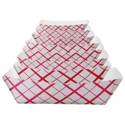 1 lb. Basketweave Food Tray - White/Red, 1000/cs
